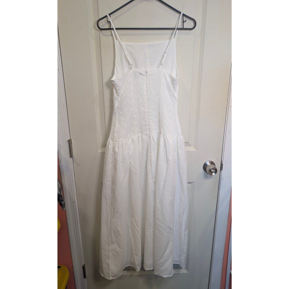 Women's Wild Fable High Neck Dropped Waist Midi A-Line Dress White XS - Picture 4 of 10
